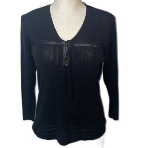 Valerie Stevens Vintage NWT Women's V-Neck Knit Sweater Top size L Cotton Blend